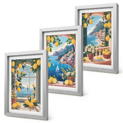 Photo frame wall Sea view window with Italian lemons