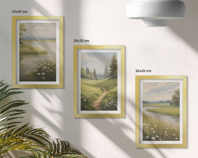 Photo frame wall Spring landscape with a river path and a meadow of flowers