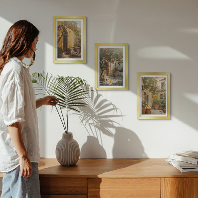3-piece wall art set Sunny patio with citrus trees and pots