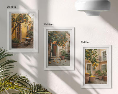 Photo frame wall A garden with citrus trees in a sunny setting