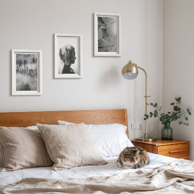 3-piece wall art set Forest in the fog portrait with trees delicate dandelion