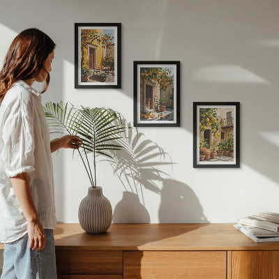 Photo frame wall Citrus fruits in a sunny courtyard with plants