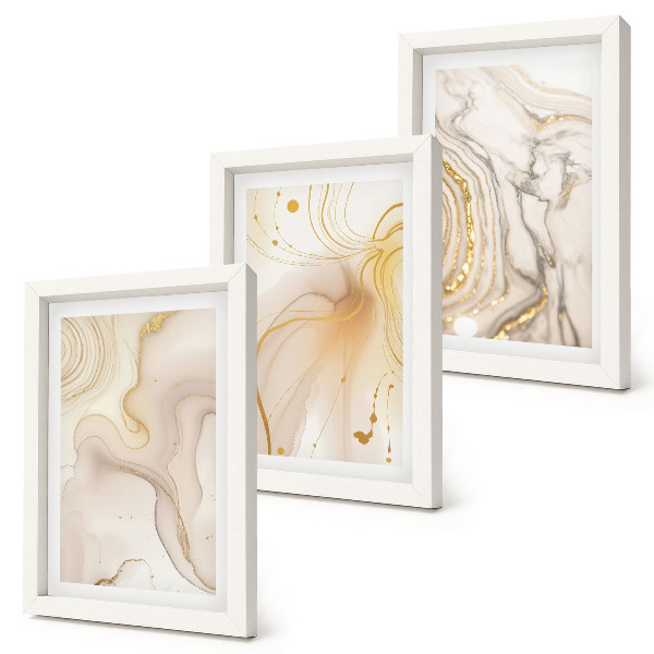 3-piece wall art set Subtle abstract patterns of spilled paint