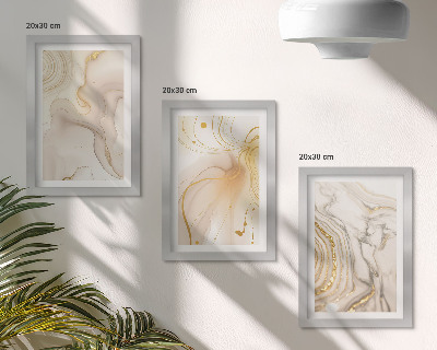 3-piece wall art set Subtle abstract patterns of spilled paint