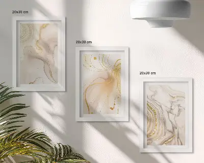 3-piece wall art set with subtle abstract patterns of spilled paint