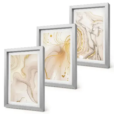 3-piece wall art set with subtle abstract patterns of spilled paint