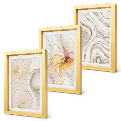 Photo frame wall with abstract warm patterns and elegant motifs