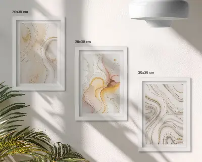 Photo frame wall with abstract warm patterns and elegant motifs