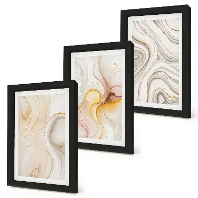 Photo frame wall with abstract warm patterns and elegant motifs
