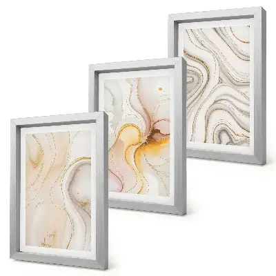 Photo frame wall with abstract warm patterns and elegant motifs