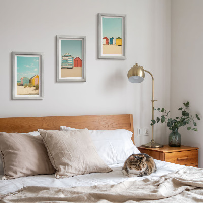Photo frame wall Colorful beach houses on a sunny day