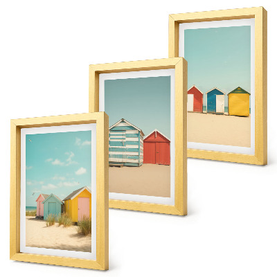 Photo frame wall Colorful beach houses on a sunny day