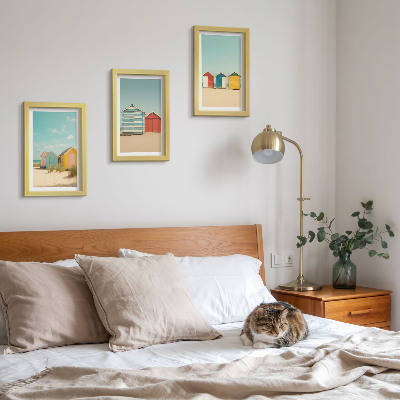 Photo frame wall Colorful beach houses on a sunny day