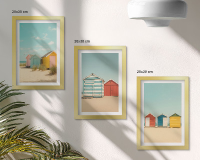 Photo frame wall Colorful beach houses on a sunny day