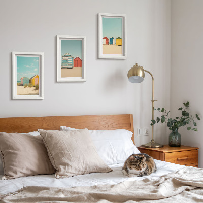 Photo frame wall Colorful beach houses on a sunny day