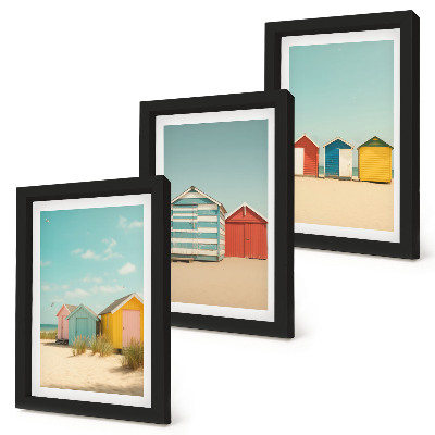 Photo frame wall Colorful beach houses on a sunny day