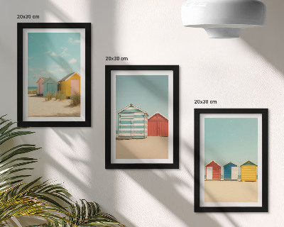 Photo frame wall Colorful beach houses on a sunny day