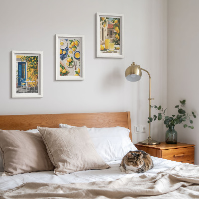 3-piece wall art set Lemon garden with lemons and drinks on the table
