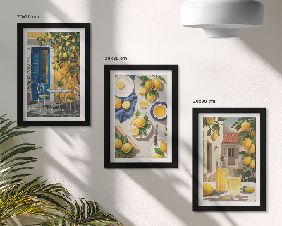 3-piece wall art set Lemon garden with lemons and drinks on the table