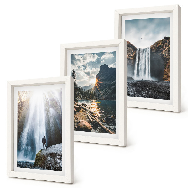 Photo frame wall Waterfalls in the mountains with beautiful natural landscapes