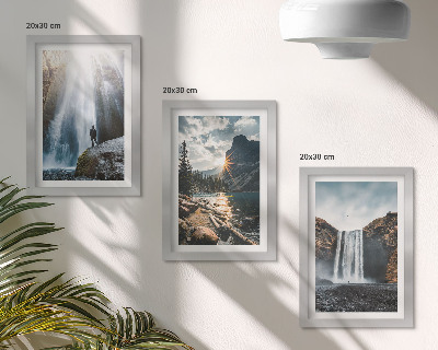 Photo frame wall Waterfalls in the mountains with beautiful natural landscapes
