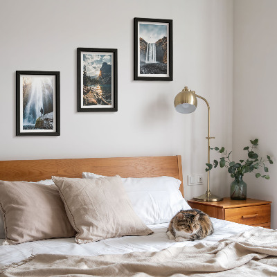 Photo frame wall Waterfalls in the mountains with beautiful natural landscapes