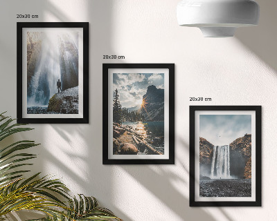 Photo frame wall Waterfalls in the mountains with beautiful natural landscapes