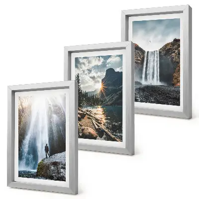 Photo frame wall featuring waterfalls in the mountains with beautiful natural landscapes