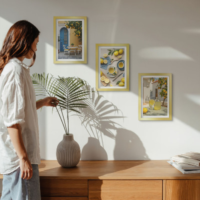 Photo frame wall Lemons lemonade blue doors summer views
