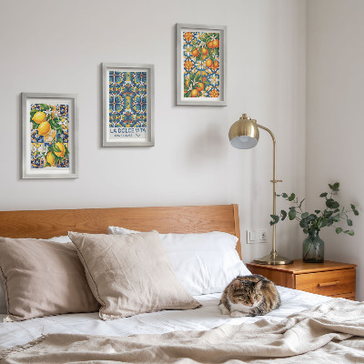 Photo frame wall Lemon and orange blossoms in colorful patterns