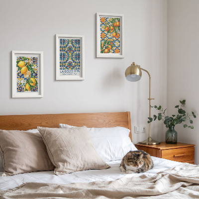 Photo frame wall Lemon and orange blossoms in colorful patterns