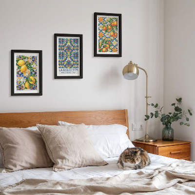 Photo frame wall Lemon and orange blossoms in colorful patterns