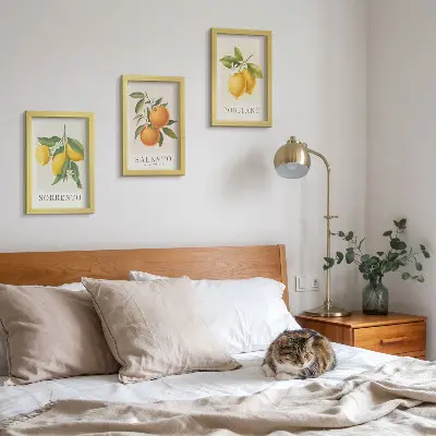 Lemons and oranges from Italy's Amalfi Coast framed triptych