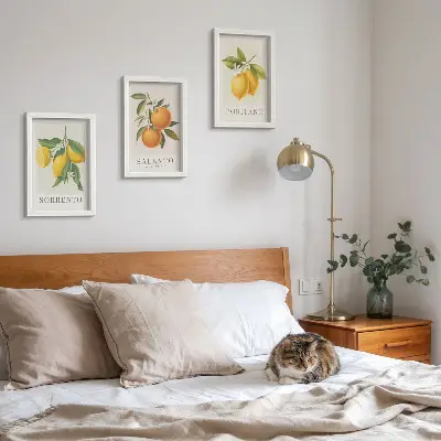 Lemons and oranges from Italy's Amalfi Coast framed triptych