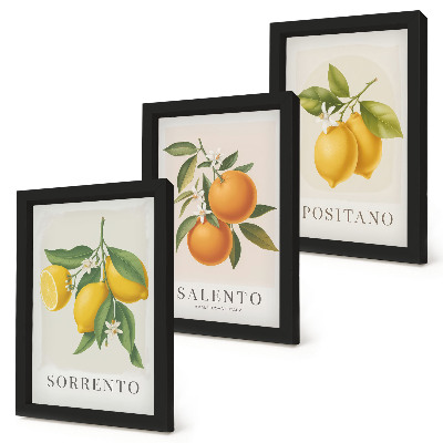 Framed triptych Lemons and oranges from Italy's Amalfi Coast