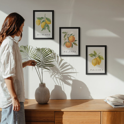 Framed triptych Lemons and oranges from Italy's Amalfi Coast