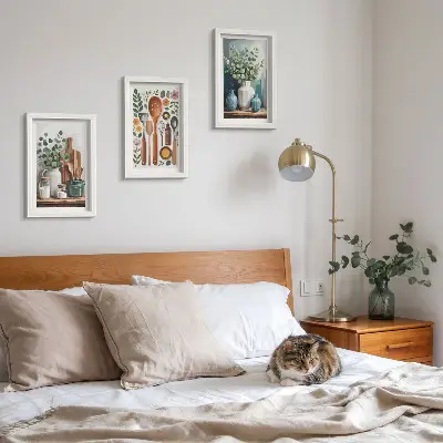 3-piece wall art set with modern kitchen plant designs