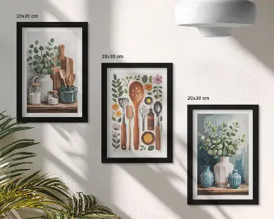 3-piece wall art set with modern kitchen plant designs
