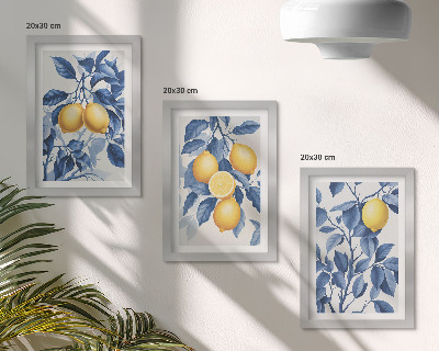 Photo frame wall Lemons on branches with blue leaves