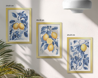Photo frame wall Lemons on branches with blue leaves