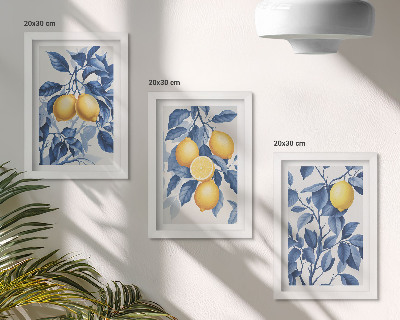 Photo frame wall Lemons on branches with blue leaves