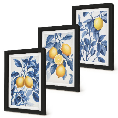 Photo frame wall Lemons on branches with blue leaves