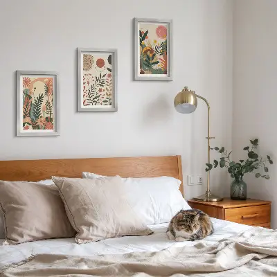 3-piece wall art set with vintage plant patterns in pastel shades
