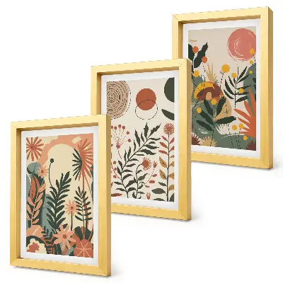 3-piece wall art set with vintage plant patterns in pastel shades