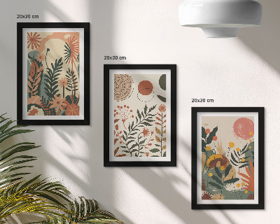 3-piece wall art set Vintage plant patterns in pastel shades