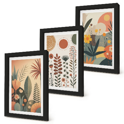 Photo frame wall Boho plant patterns in warm shades with a natural feel