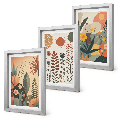 Photo frame wall Boho plant patterns in warm shades with a natural feel