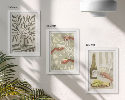 3-piece wall art set Olive blossoms and rustic cocktails