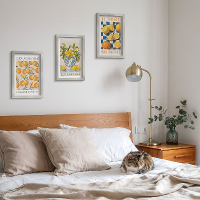 Photo frame wall Retro citrus fruit with yellow accents