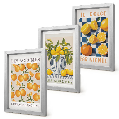 Photo frame wall Retro citrus fruit with yellow accents